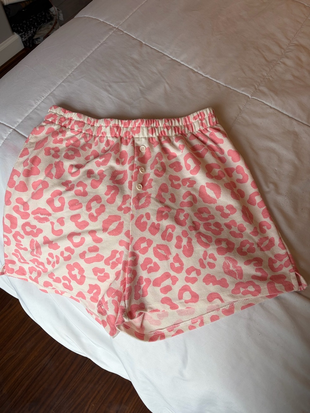 Women's Pink Leopard Print Sleep Shorts Medium